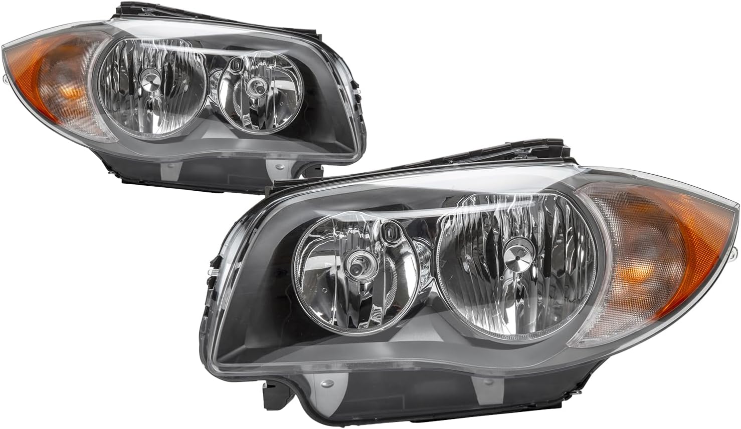 HEADLIGHTSDEPOT Left And Right Halogen Headlight Set Compatible With 08-12 BMW 128 135i CAPA Certified