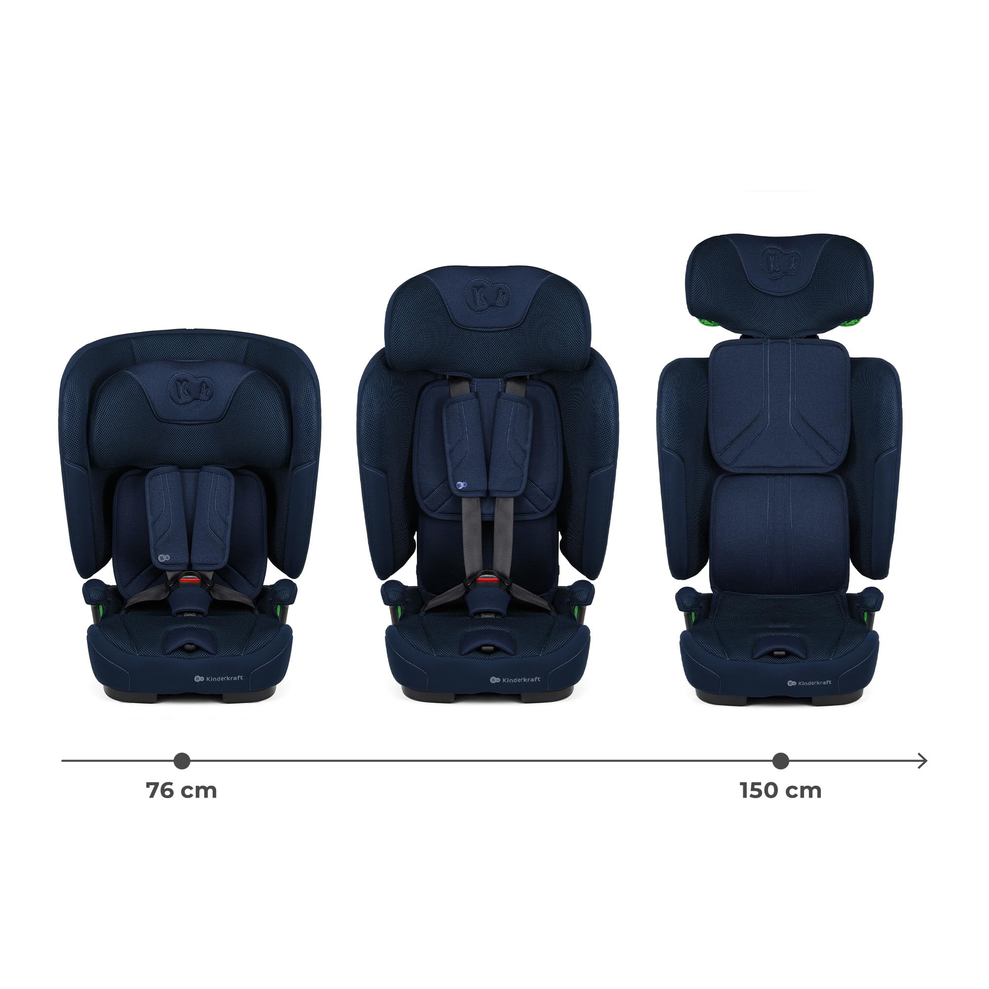 Kinderkraft FIX2GO fotelik dziecięcy i-Size, 76-150 cm, ISOFIX, Top Tether, czujnik saferide, do ok. 12 lat, systemy bezpieczeństwa, wysokiej jakości pokrowce, fotelik dziecięcy, fotelik dziecięcy
