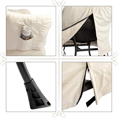 Miniatura 5 de AbocoFur Moderno juego de silla perezosa de tela y reposapiés plegable, sillón contemporáneo y otomano portátil, sofá de ocio con marco de acero y