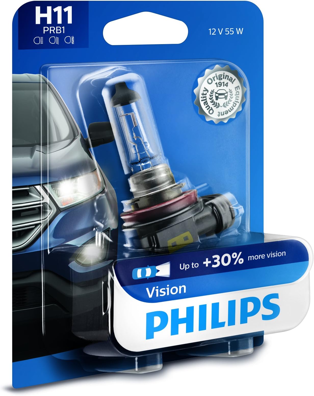 Philips Automotive Lighting H11 Vision Upgrade Automotive Replacement Headlight Bulb, for High Beam, Low Beam, and Fog Positions (Pack of 1)