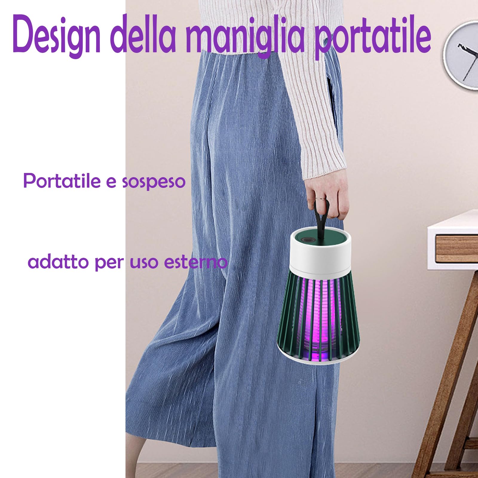 Zapfie Zanzare, Lampada Antizanzare Ricaricabile, Lampada Antizanzare Da Campeggio: Funzionamento Silenzioso, Senza Sostanze Chimiche, Trappola Per Zanzare Ricaricabile (Gris*2pcs)