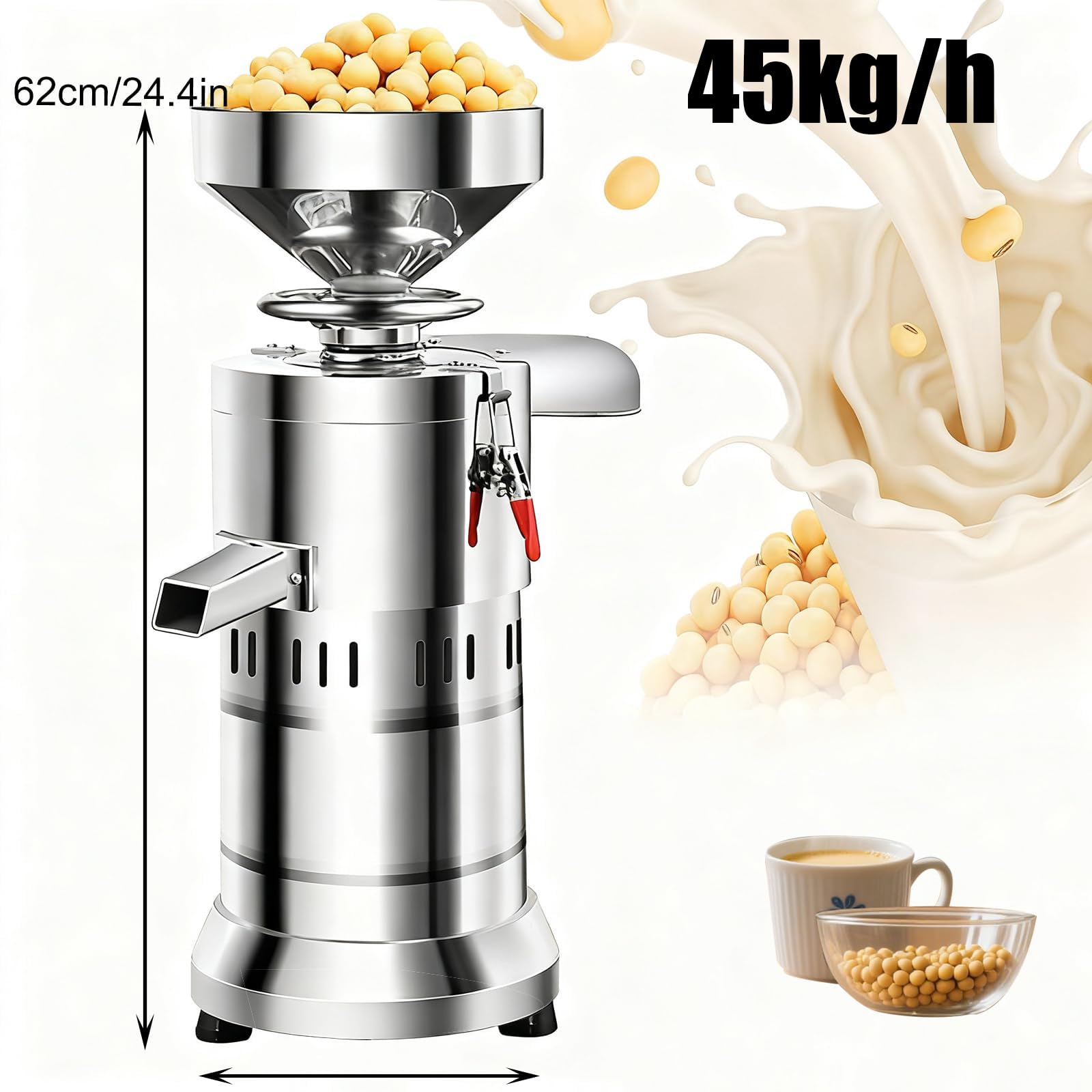 Komercyjna maszyna do mleka sojowego 1100W – Automatyczna maszyna do mielenia soi o wydajności 45 kg/h do przetwarzania mleka sojowego, tofu i suszonych ziaren