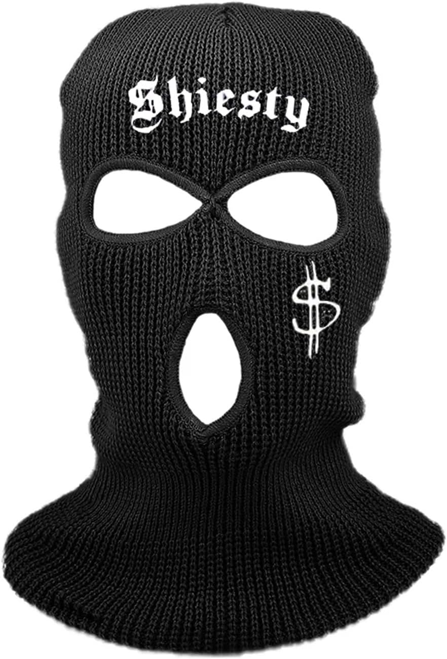 1PCS 3 Hole Balaclava Ski Mask Autumn/Winter Warm Cycling Sports Full Face Ear Protection Knitted Hat Beanies Gifts Halloween(Black)