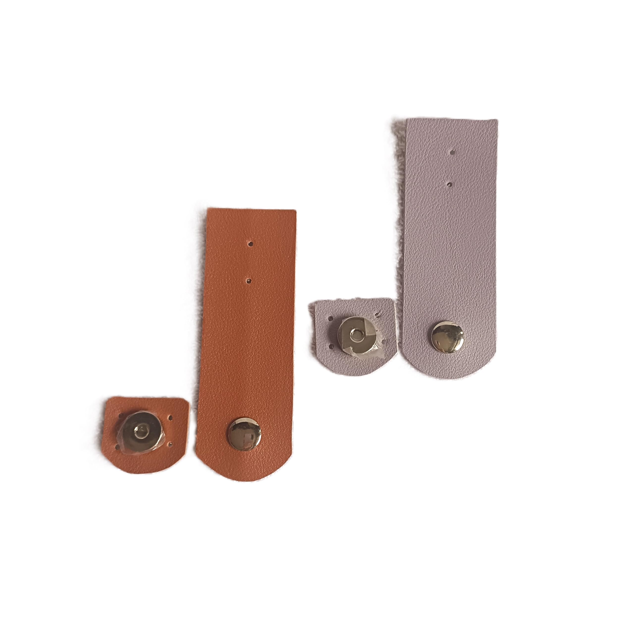 leather magnetic clasp strap for crochet macrame knitting project bag accessories set of 2 piece. PU leather Black Grey Tan-image-42