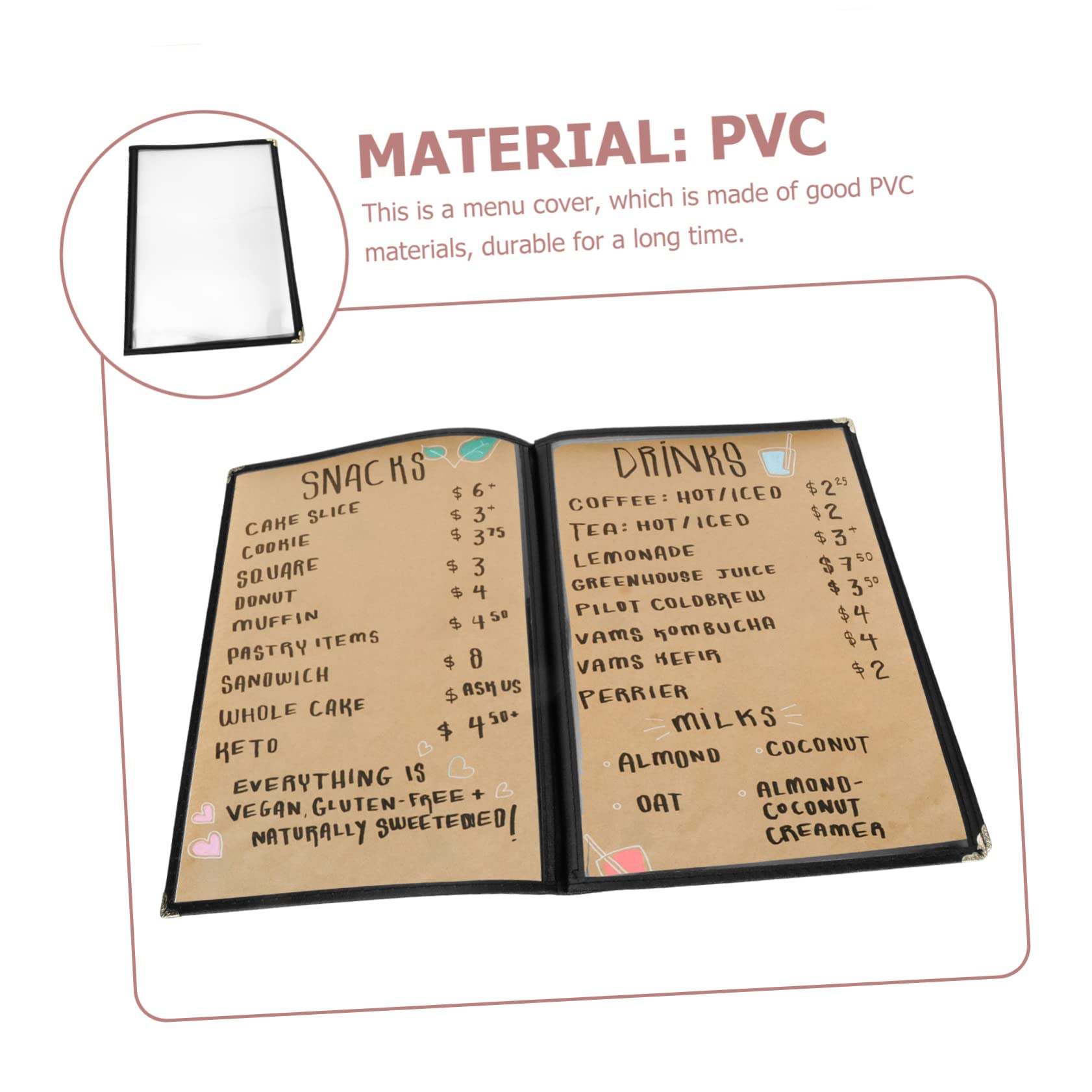 Transparent Restaurant Menu Cover Price List Holder for Cafes Bars Hotels Pubs Page Display Sleeve Essential Menu Protection for