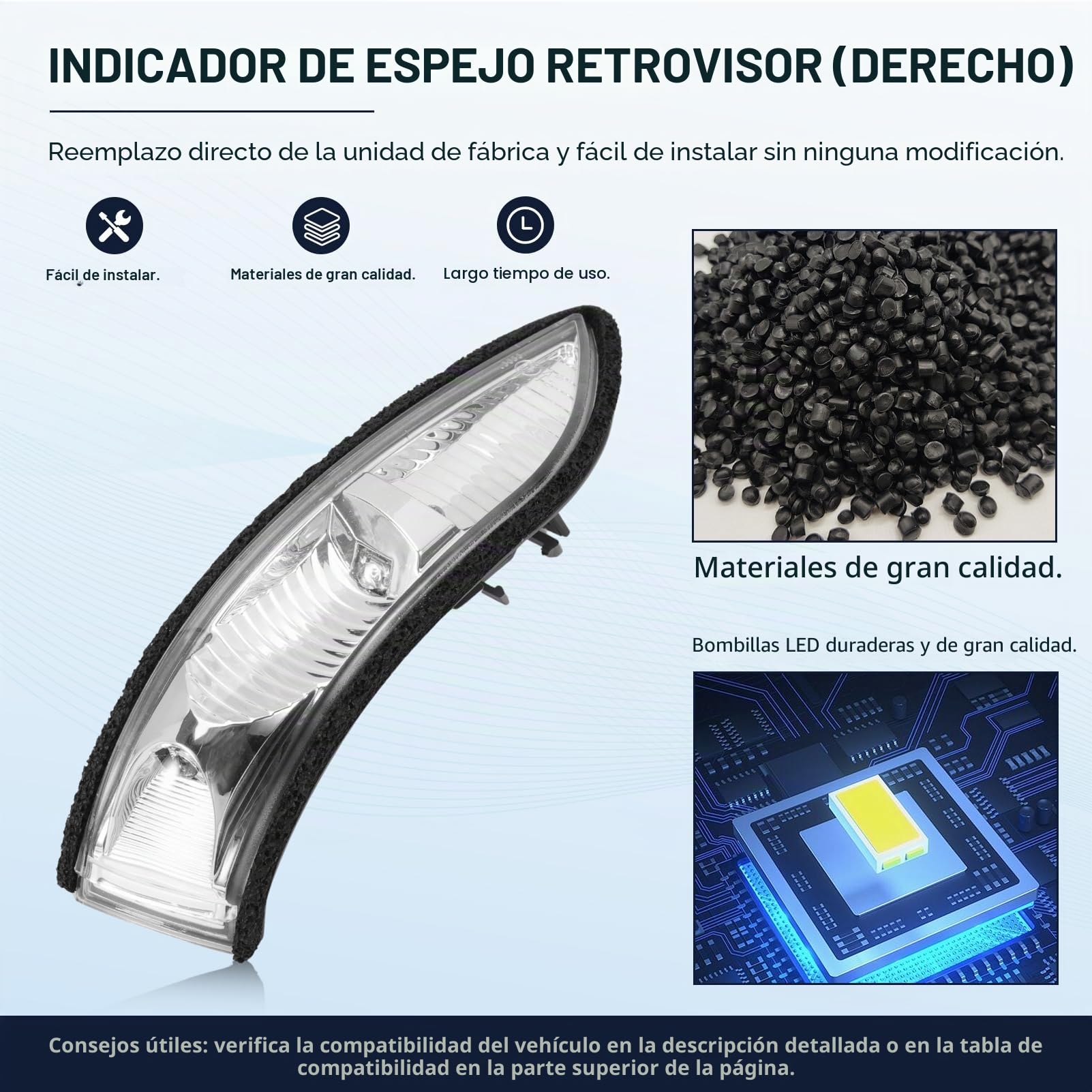 Indicadores de dirección espejo retrovisor para A-Klasse W169 B-Klasse W245 parpadeante repetidor retroviseu lateral para (derecho - lado del pasajero) 1698200621 A1698200621