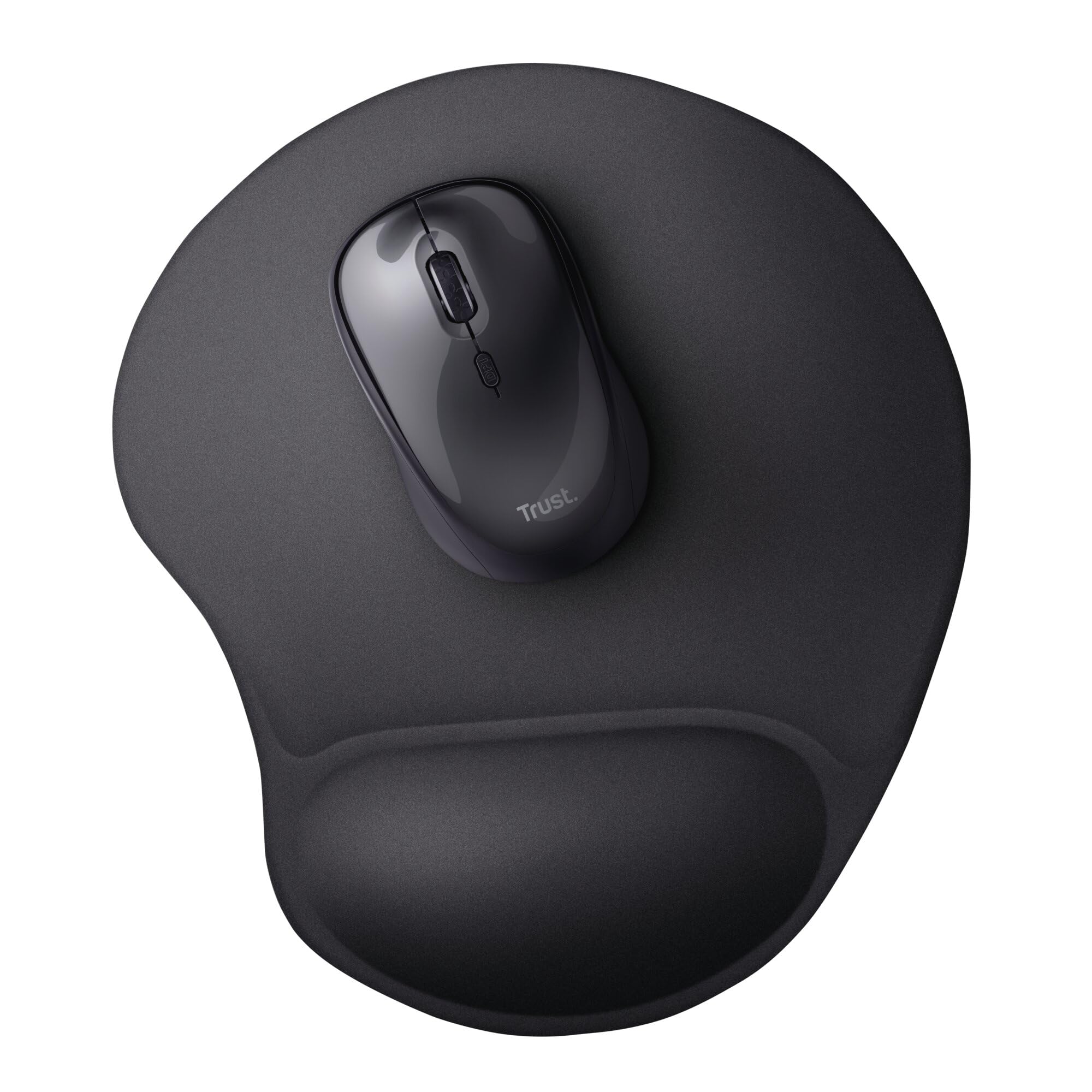 Trust Bigfoot Alfombrilla para Ratón Ergonómica con Reposamuñecas de Gel, Base Antideslizante, Mouse Pad con Superficie de Microfibra para Ordenador, PC, Portátil - Negro