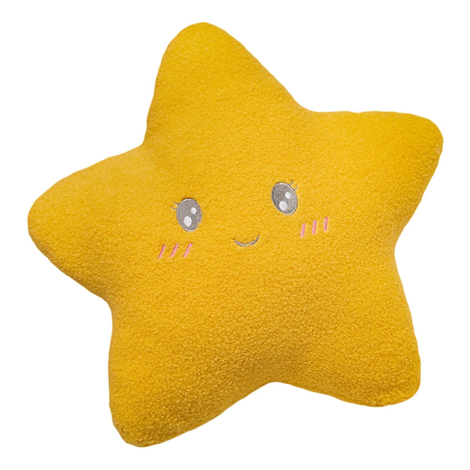 Ueiwffzo Kuschelkissen Kinder Sternkissen Flauschige Sternform Kinderkissen Plüschkissen, Sternkissen Dekokissen für Kinderzimmer Mädchen Jungen (Gelb,offene Augen)