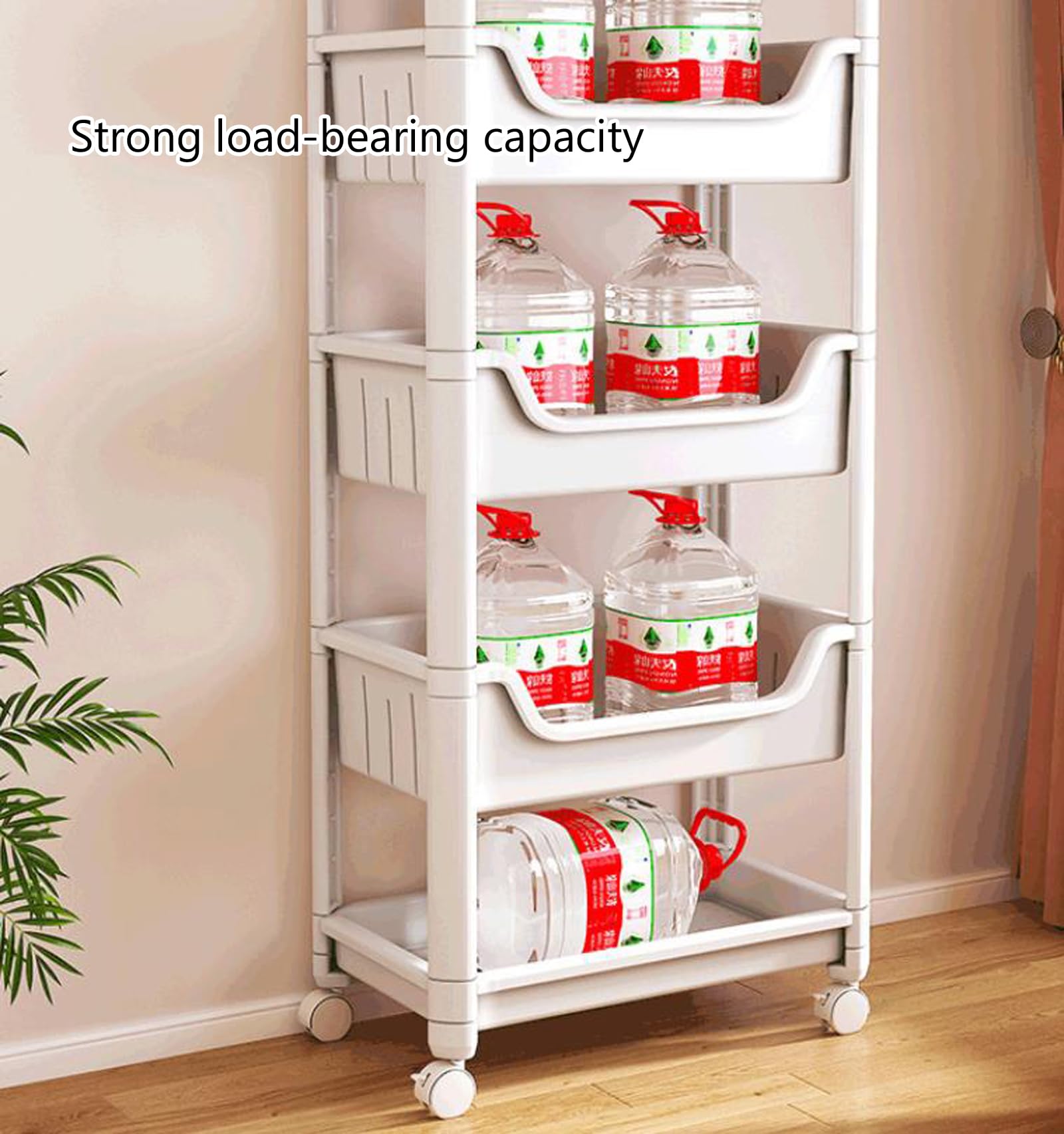 Carrito de almacenamiento rodante – Estantería pequeña con ruedas para baño, dormitorio y hogar – Estantería blanca compacta para una fácil movilidad y soluciones de ahorro de espacio