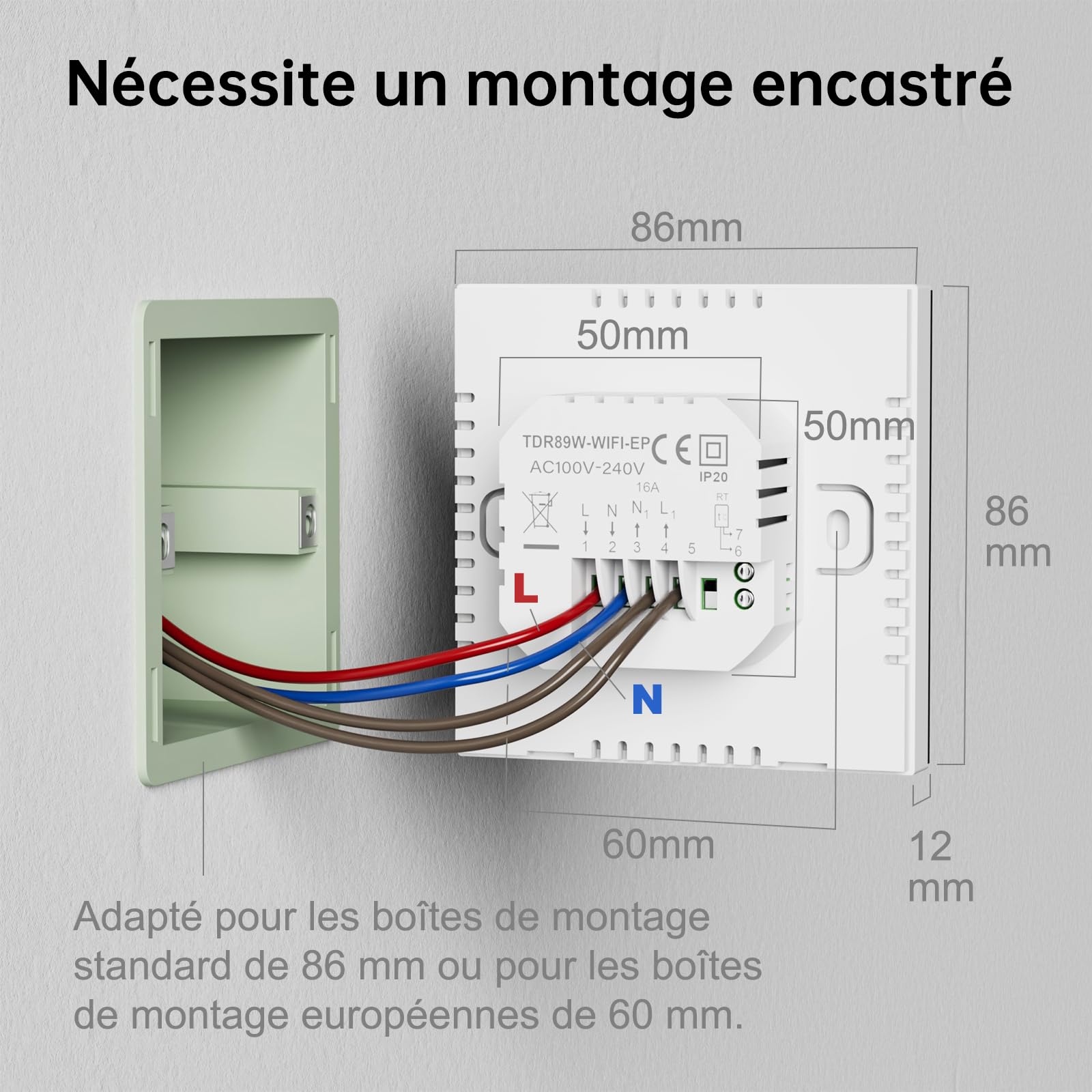 Beok Thermostat Connecté WiFi pour Chauffage au Sol Électrique,Thermostat d'Ambiance Intelligent Thermostats Programmable avec Capteur Externe Compatible Alexa Google Home 16A,Blanc