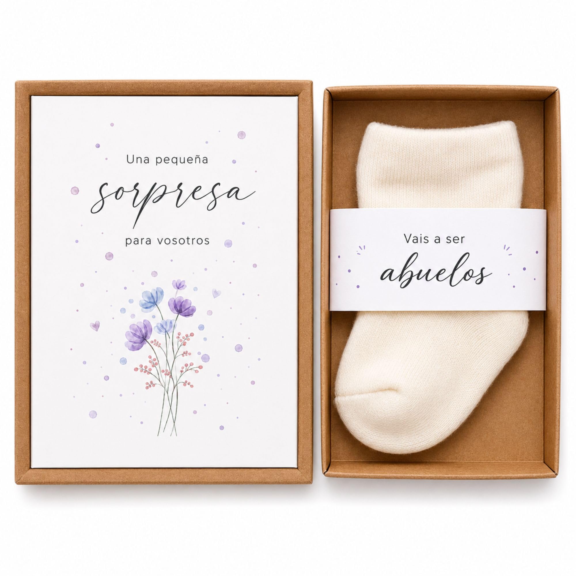 Caja de regalo MilaBoo para anunciar el embarazo con calcetines para bebé, regalo para anunciar el embarazo, anuncio de bebé para los abuelos, hecho a mano en español (Oma & Opa - español)