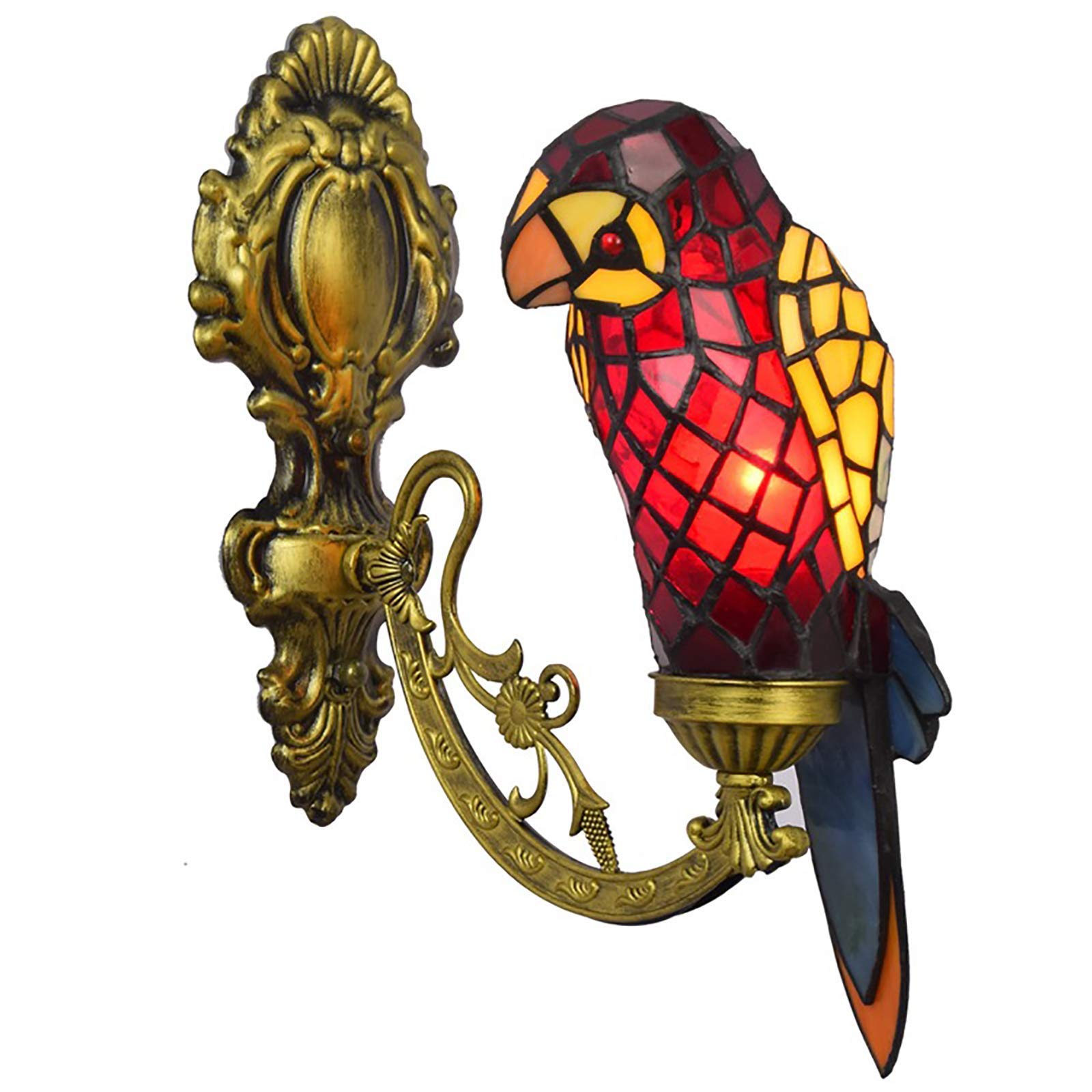 HYJAUSXB Wall Lamps Sconces Parrot Interior lamp, Retro Vintage Light with Colored Glass lampshade, Lighting E27 Art Deco for Living Room