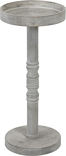 Kate and Laurel Bellport Farmhouse - Mesa de bebida de 10 x 10 x 22 pulgadas, color gris, mesa de cóctel costera decorativa con mesa redonda y base