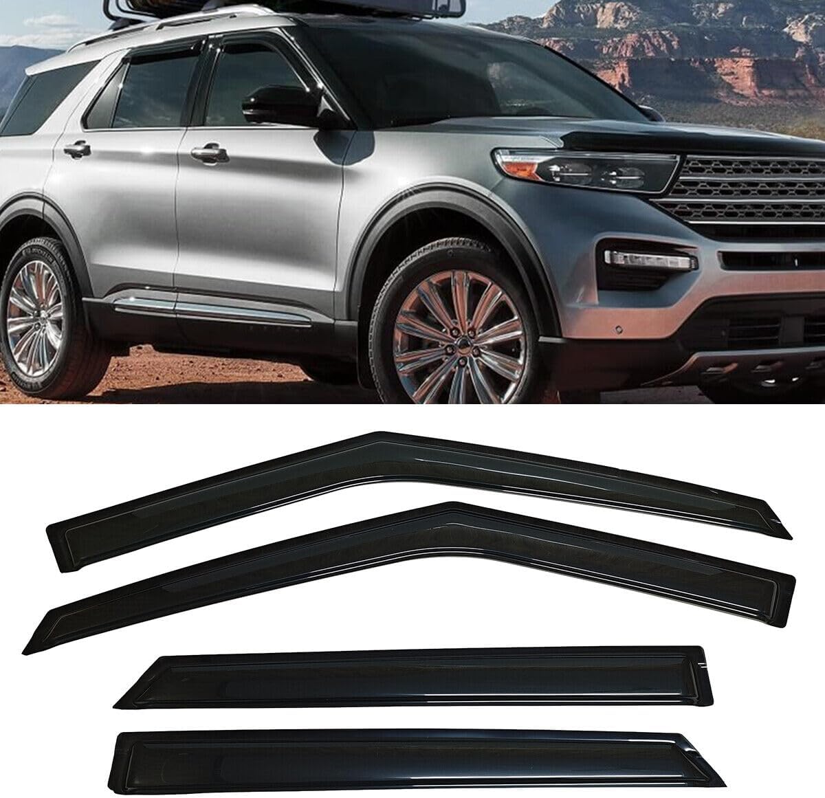 similar to stock photos Original 4pcs Window Shade Deflectors, Outside Mount Rain Guards Set, Side Window Visors Compatible with Ford Explorer 2020-2025 94332 For 2020-2025 Ford Explorer