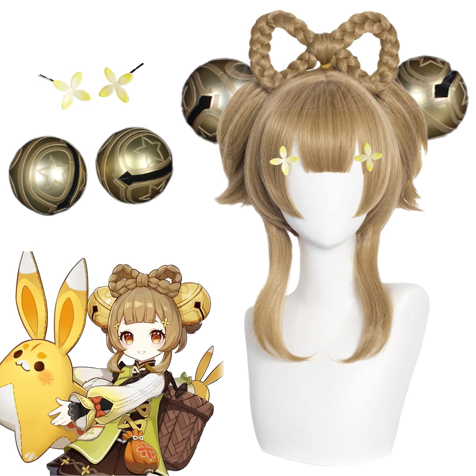 Amazon.co.jp: Plazhen 原神 ヨォーヨ コスプレ ウィッグ 鈴 髪飾り 