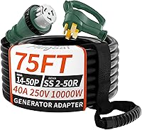 Vista 10 de Cable de Generador de 50 Amperios, Cable de Extensión para RV de 25 Pies y 50 Amperios con Bloqueo Giratorio, Cable de Generador 50A de 4 Clavijas