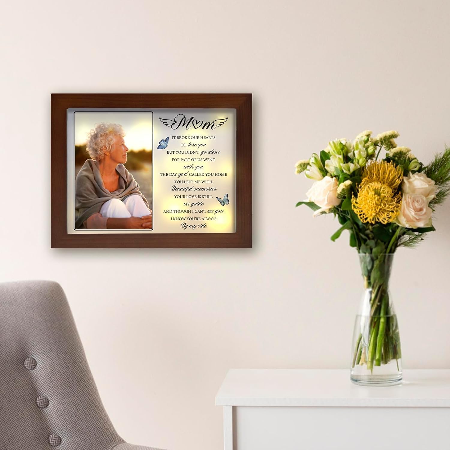 Sympathy Gifts for Loss of Mom,Memorial LED Shadow Box,Memorial Gifts for Loss of Mom,Condolences Gift for Loss,Bereavement Picture Frame Fits 4x6 in Photo - Image 4