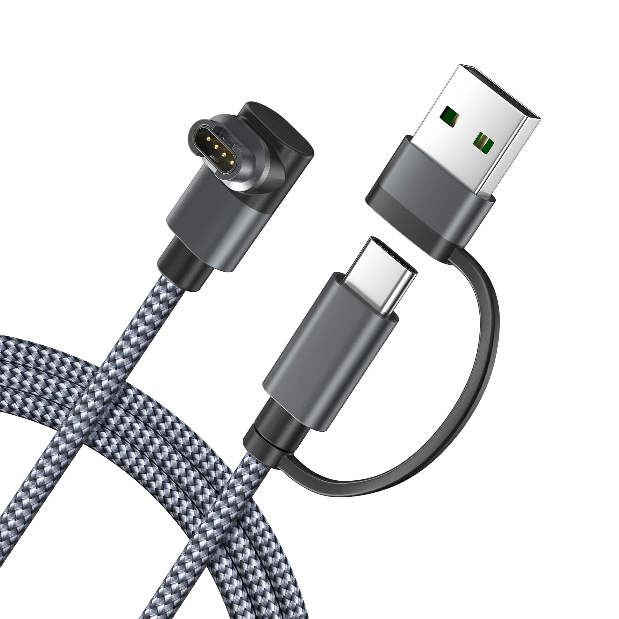 Itramax 2-in-1 USB-C Charging Cable for Garmin 1.2M, Pack of 1, Charger for Garmin Fenix 8 E 7 7X 7S Sapphire Solar 6X 6S,Forerunner 970 965 955 945 570 265 255 170 70 55,Vivoactive 6 5 4 3 Music