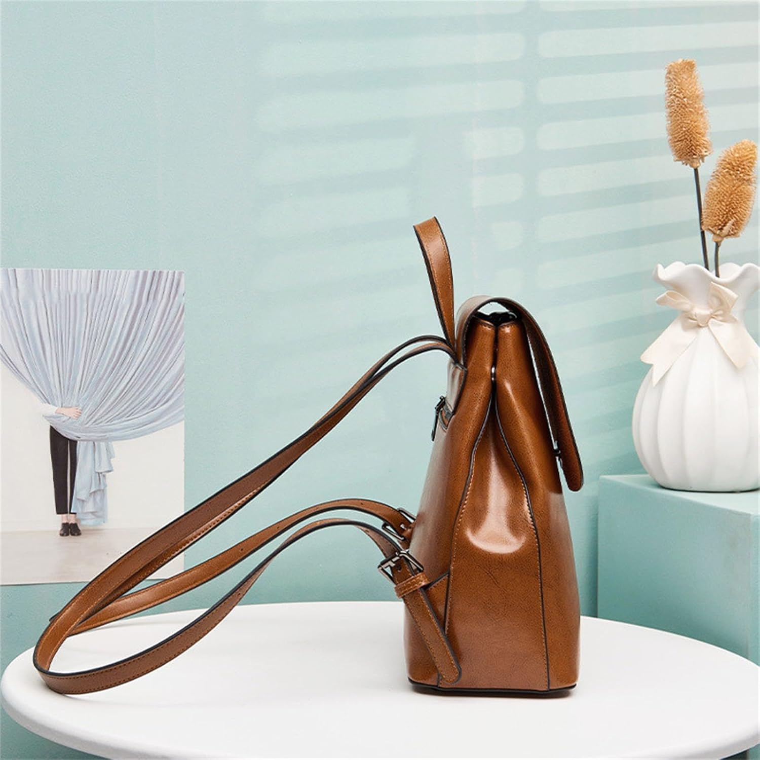 リュック レディース バックパック レトロスタイルのバックパックハンドバッグレディースカジュアルショルダーバッグ 軽量 通勤 (色