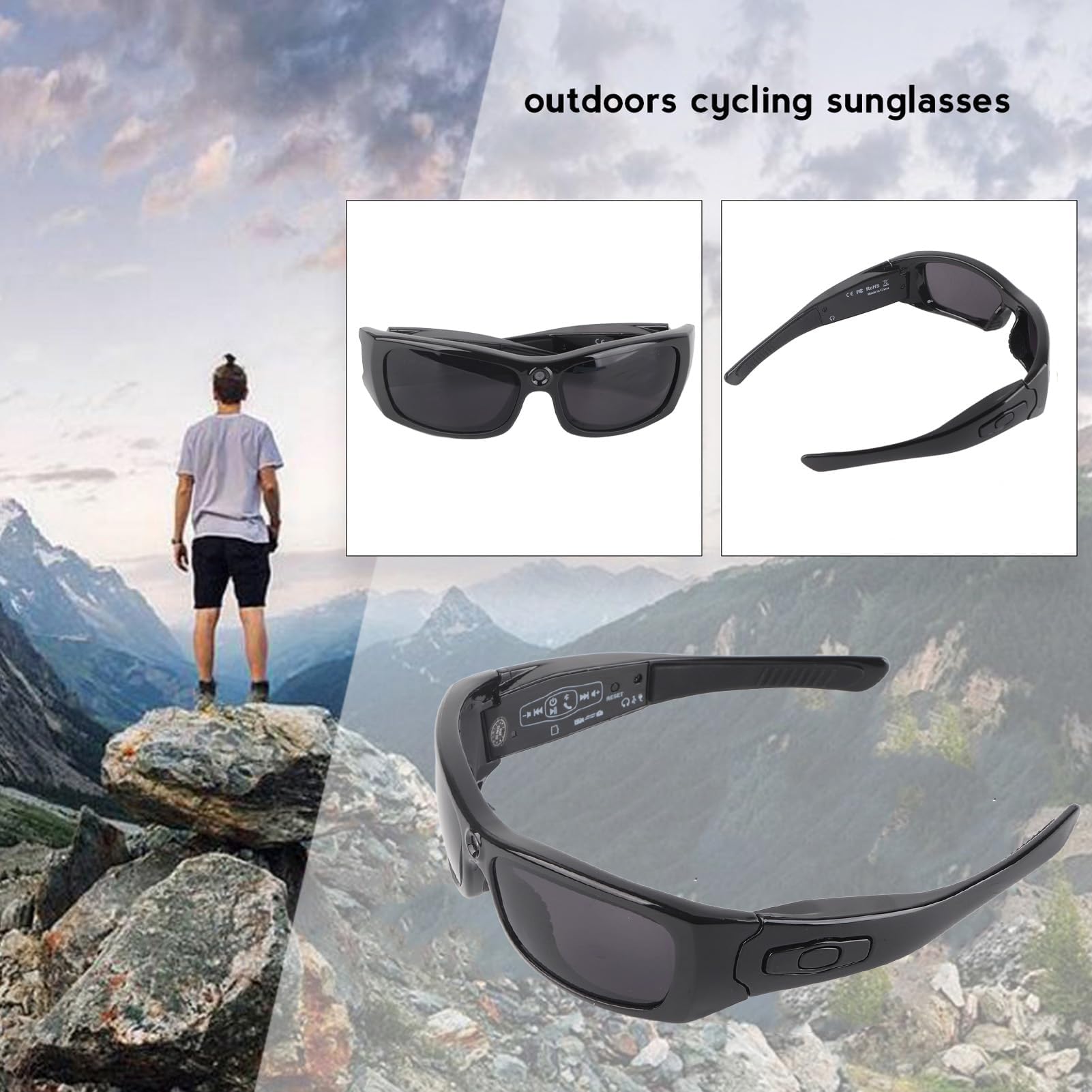 1080p Smart Blueteeth HD Camera HD Soczewki polaryzacyjne Sportowe okulary przeciwsłoneczne, wsparcie połączenia wideo, nadaje się do jazdy na rowerze w pomieszczeniach i podczas jazdy na