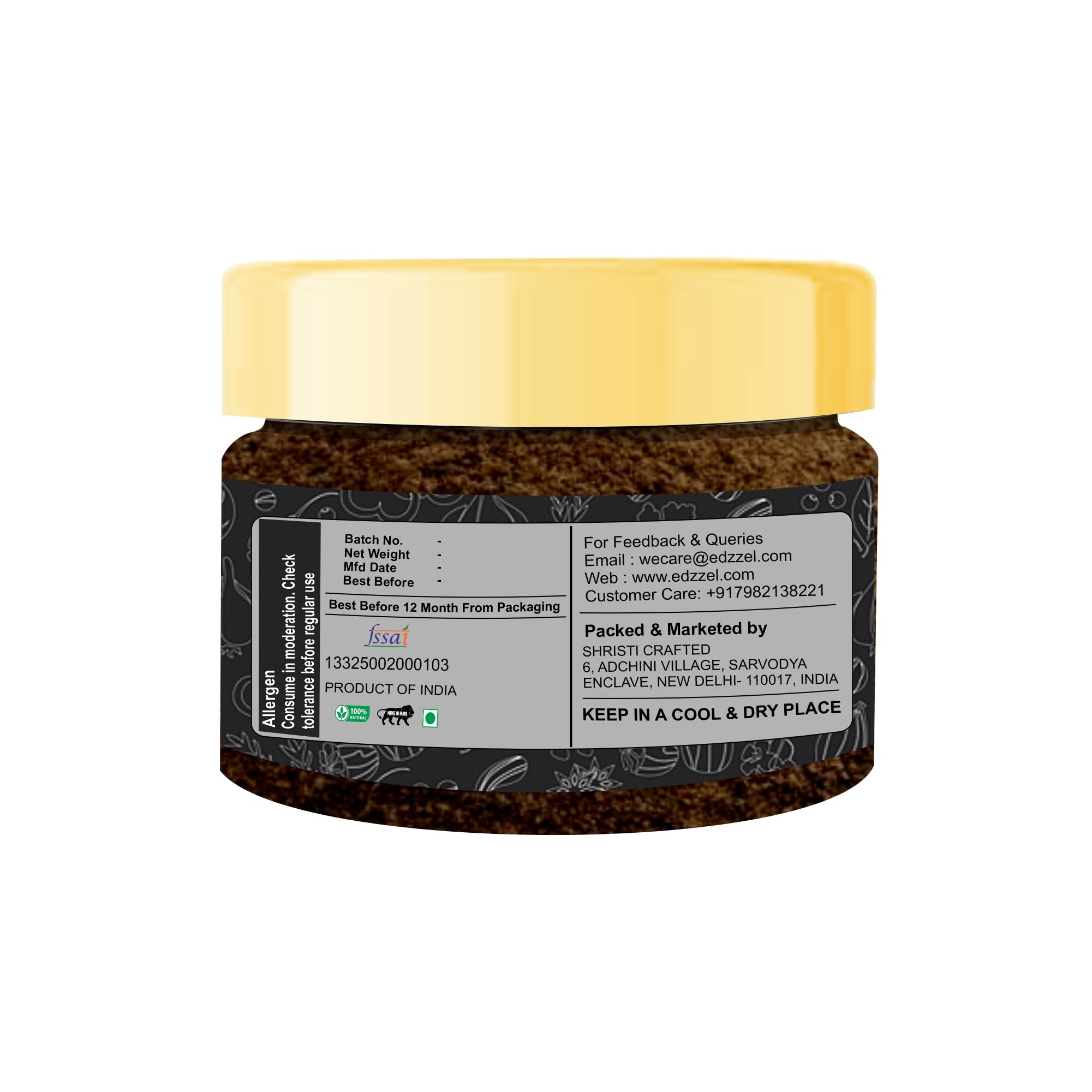 EDZZEL Semi di papaya tostati secchi in polvere, condimento indiano, 15 g