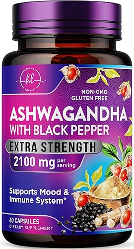 Ashwagandha 2,100 mg - Suplementos de Ashwagandha para mujeres en cápsulas vegetales con polvo de ashwagandha y extracto de raíz, extra fuerte, a