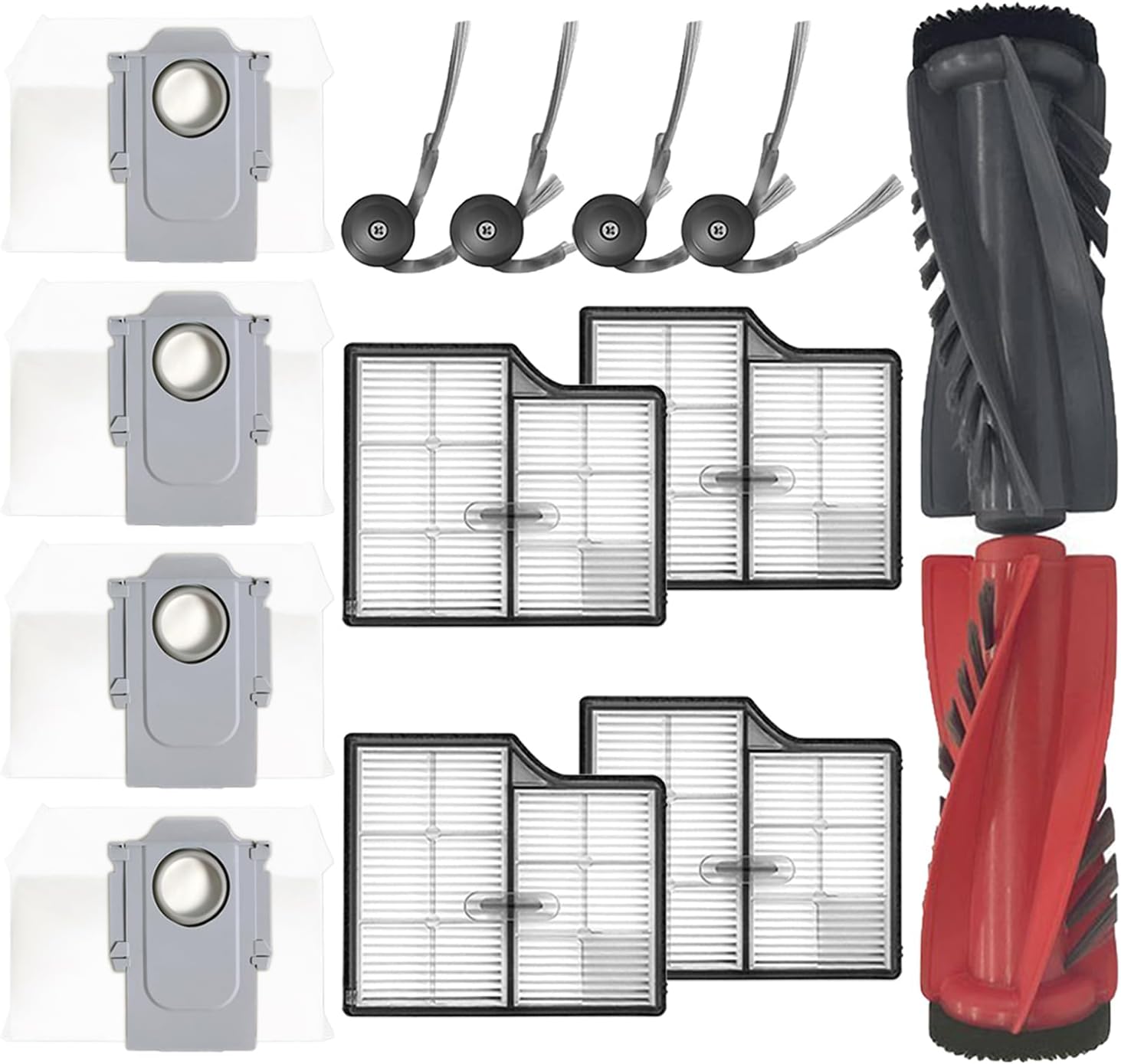 13 Pack Replacement Accessories Kit for Roborock Saros 10/G30 Vacuum Cleaner, 1 Dual Main Brush, 4 Side Brush, 4 HEPA Filter, 4 Dust Bags