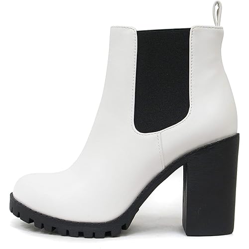 Soda Glove - Ankle Boot w/Lug Sole Elastic Gore and Chunky Heel