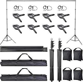 AW 8.5x10Ft Photography Background Backdrop Support Stand Kit 2 Packs Video Shooting with Carry Bag for Studio Photo Party Portrait Shooting Birthday Classroom Stage for Puppets