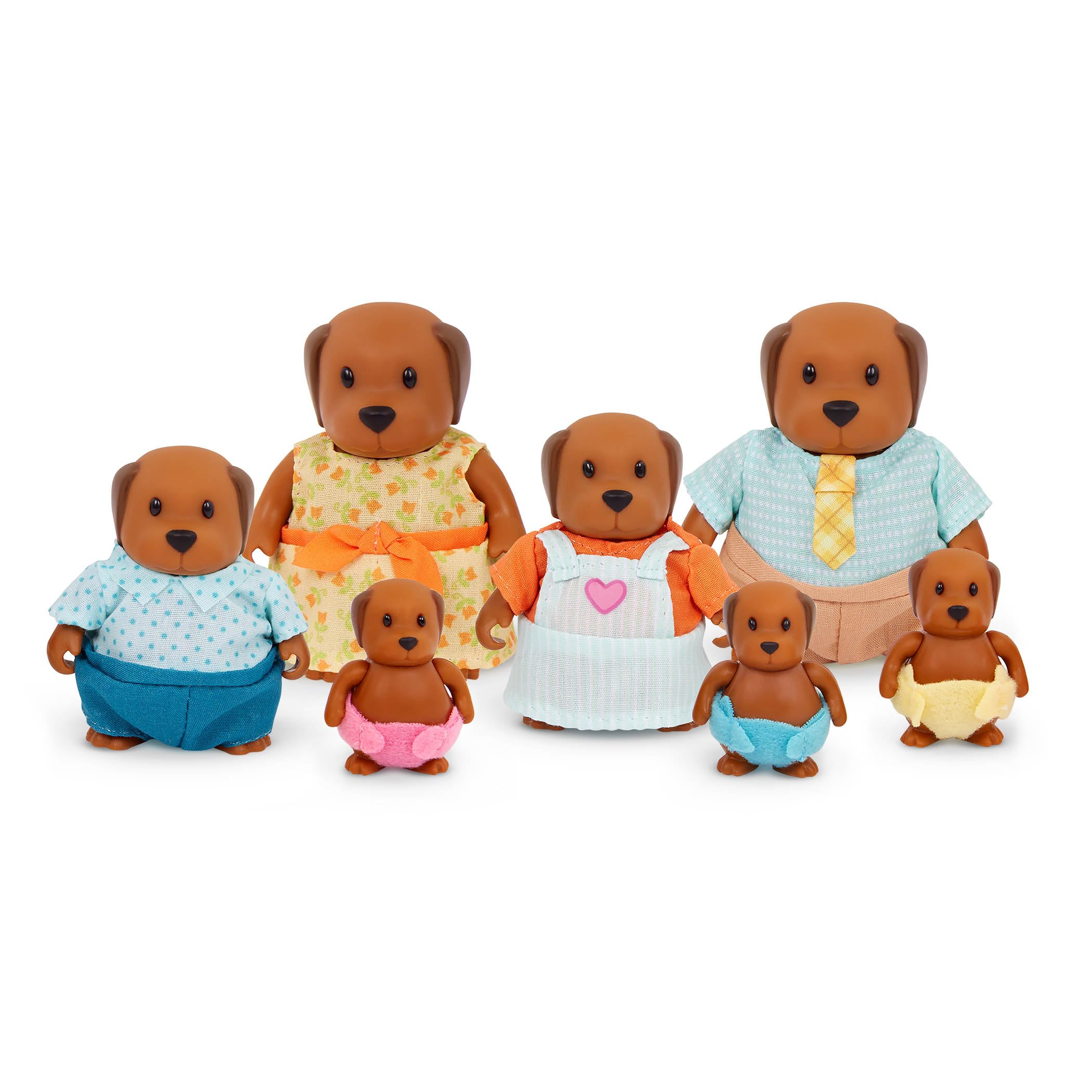 Li'l Woodzeez – Chocolate Lab Family – 7 Pieces Posable Dog