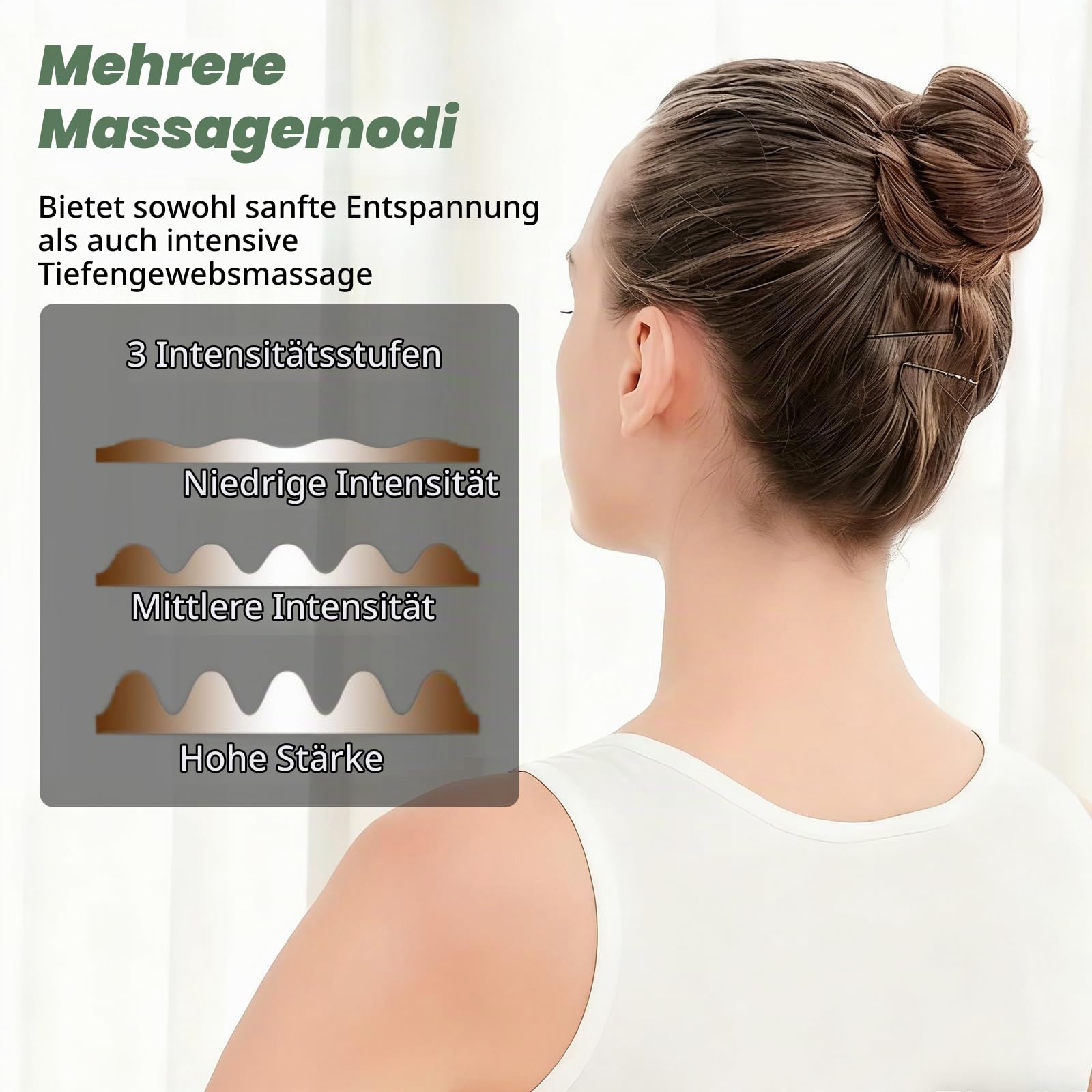 4D Shiatsu Nackenmassagegerät mit Wärmefunktion, Kabellos Schultermassagegerät, 3 Massagestufen, 2 Wärmestufen 40℃/45℃, Knetmassage für Nacken Schulter Rücken, für Büro Zuhause Reise (A)