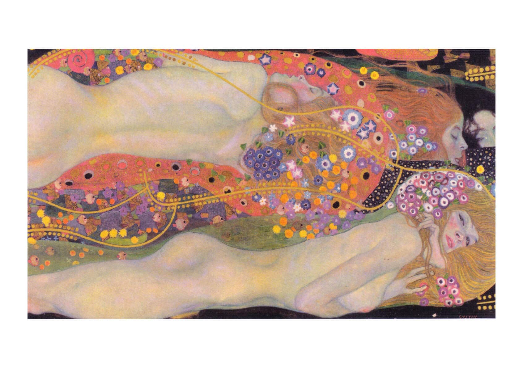 Gustav Klimt Wasserschlangen II affiche mate encadrée de taille moyenne