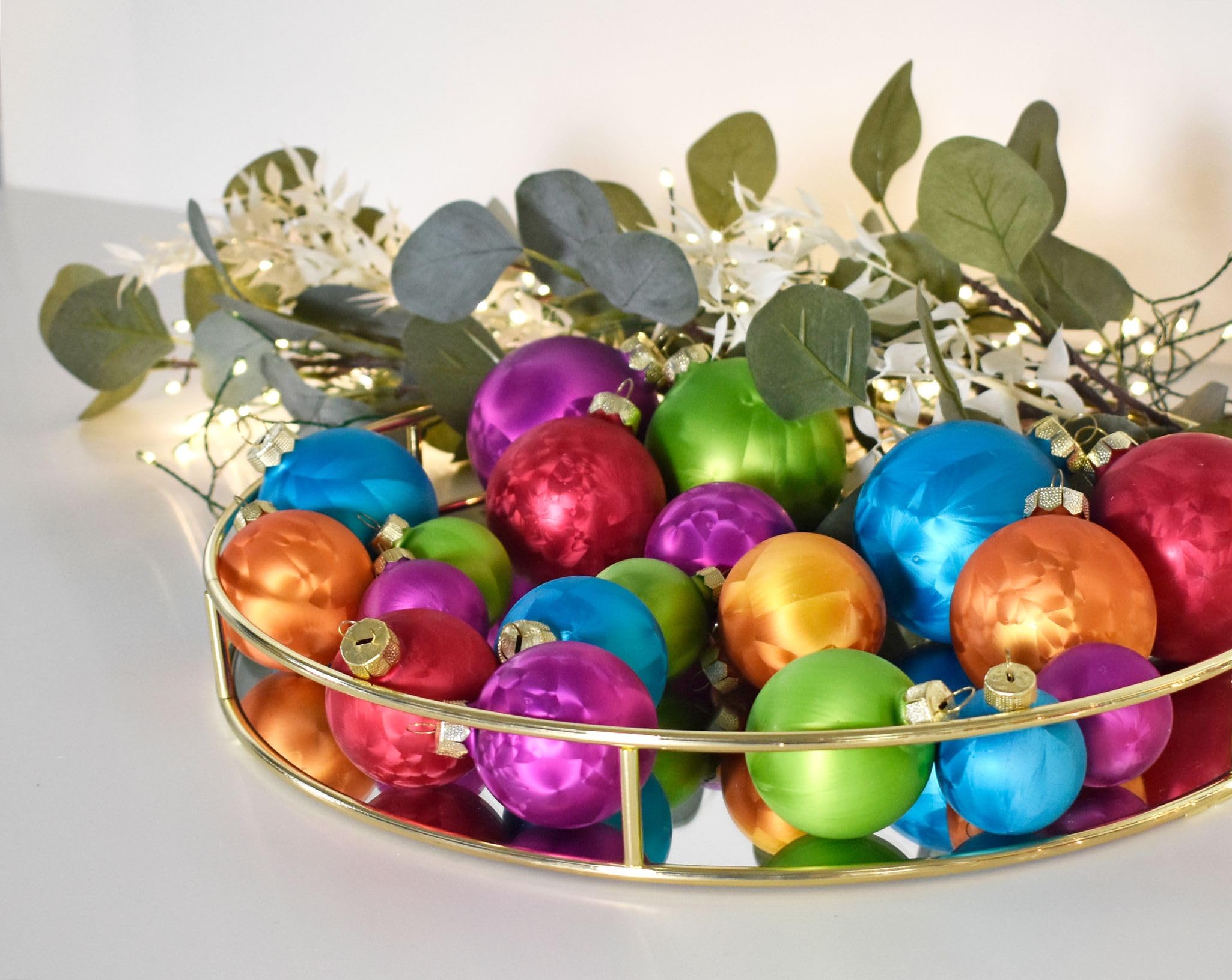 JACK by Inge Glas 60x Glas Christbaumkugeln 4 5 6 7 cm Eislack Bunt Mille-Fiori + Haken