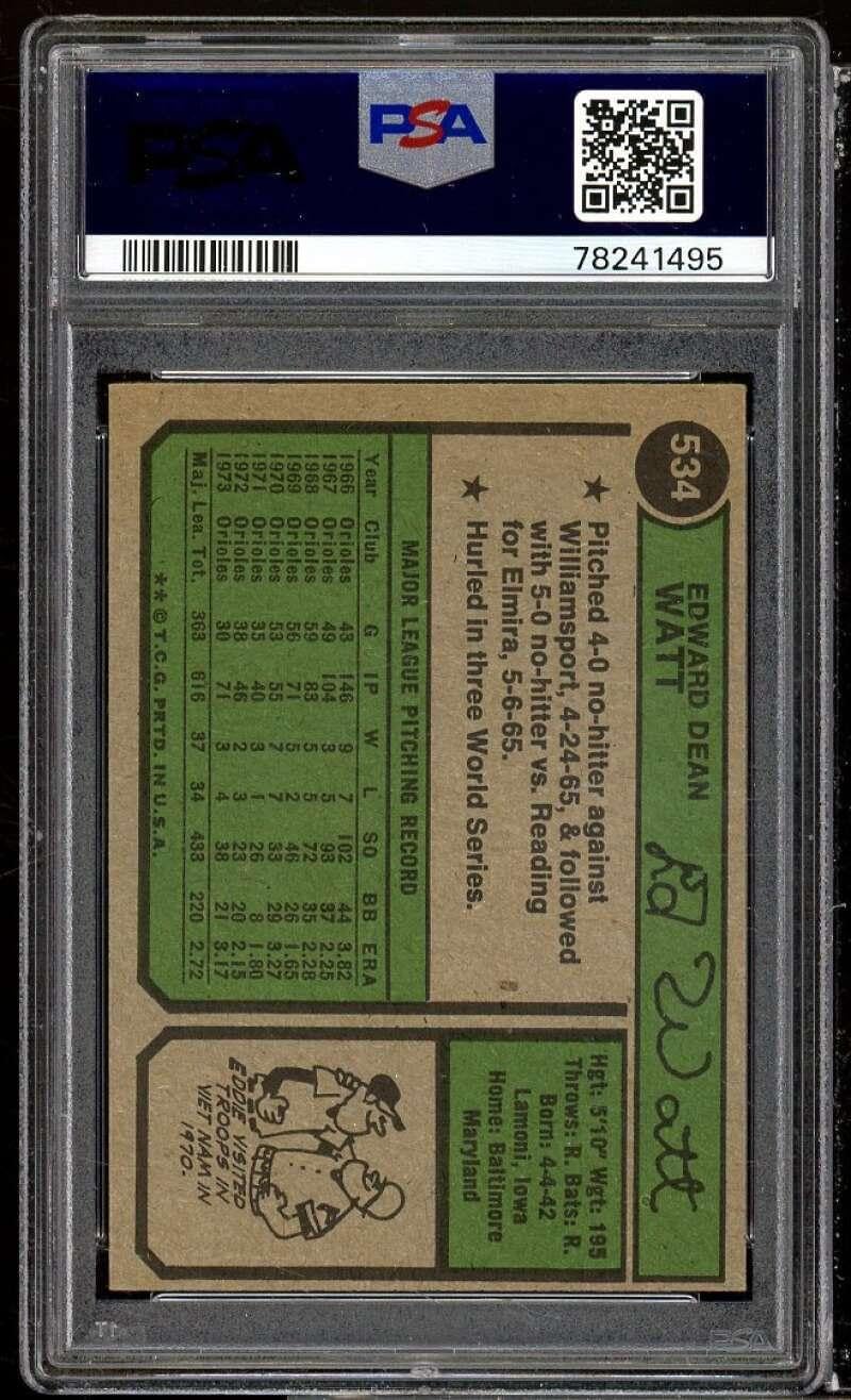 Eddie Watt Card 1974 Topps #534 PSA 9 - Slabbed Baseball Cards
