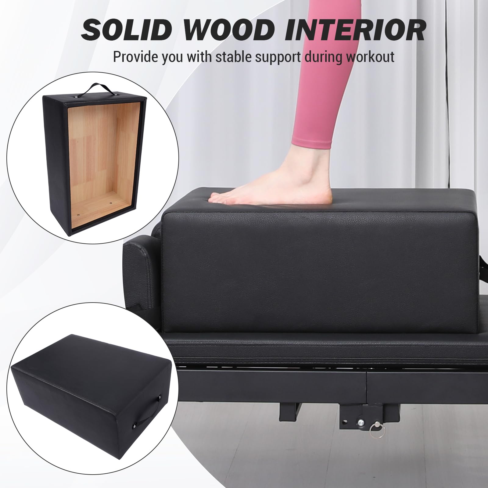 Pilates-Reformer-Sitzbox, Pilates Sitting Box Aus PU Und Wood, Mit Griff, Für Posture Corrector PilatesStuhl Kombistuhl