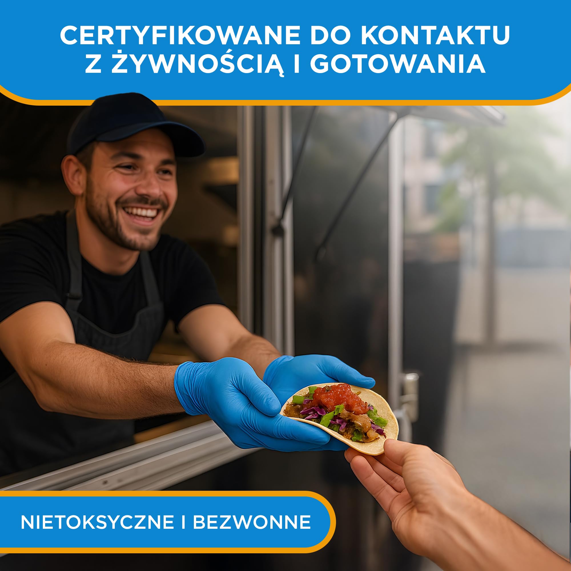 ISC Hygiene & Safety Rękawice nitrylowe, bardzo mocne, jednorazowe rękawiczki, 100 sztuk, rozmiar 8 M, niebieskie, bez talku, bez lateksu, gumowe rękawice jednorazowe