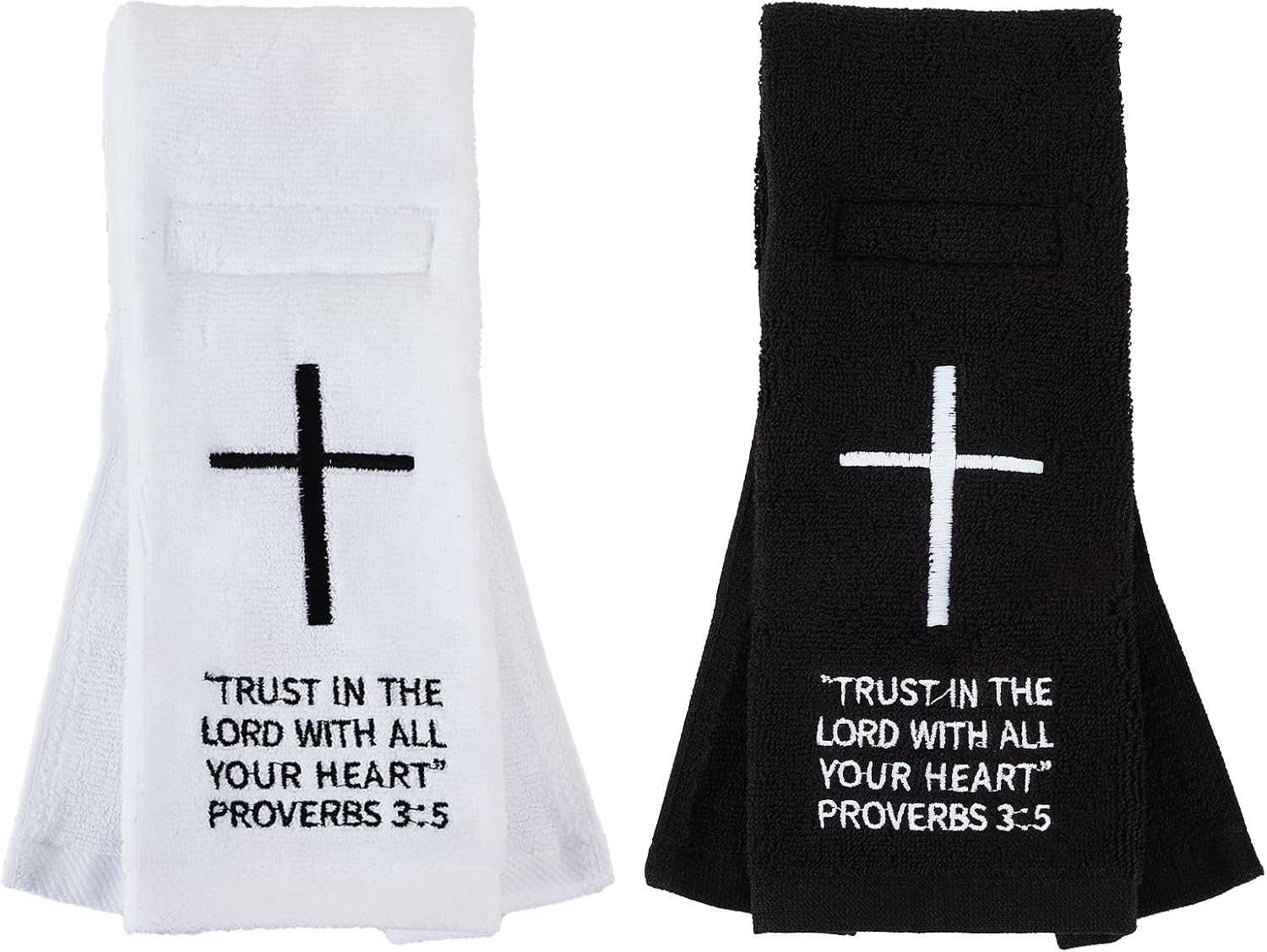 lotoo 2 Pcs Christian Cross Football Towel,Cotton Faith Bible Hook Loop Closure Quarterback QB Sports Towel for Men Youth Boys Adults