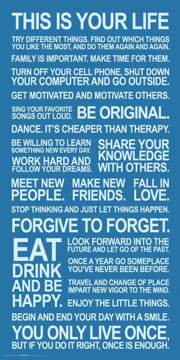 Amazon Com Culturenik This Is Your Life Inspirational Motivational Photography Quote Print Unframed 12x24 Poster Posters Prints