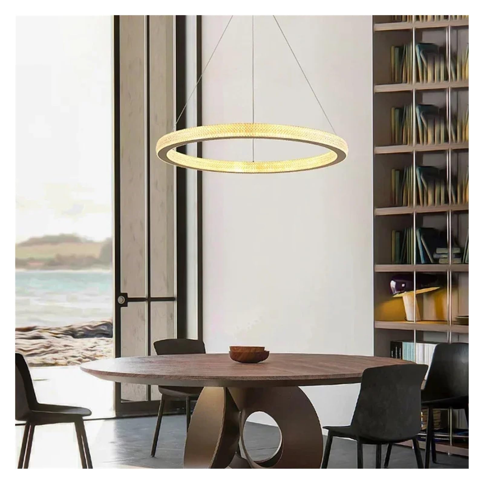 Suspension LED cristal 40cm blanc chaud lustre luxe salon