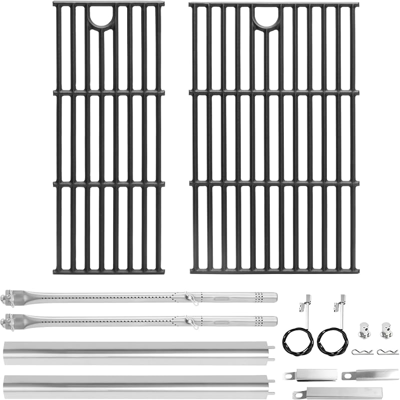 Grill Replacement Parts for Charbroil Performance 2-Burner 463630021 463654022 463660421 463655621, 17" Cooking Grates, Heat Plates & Burners Tubes for Charbroil Gas Grill Part Kit