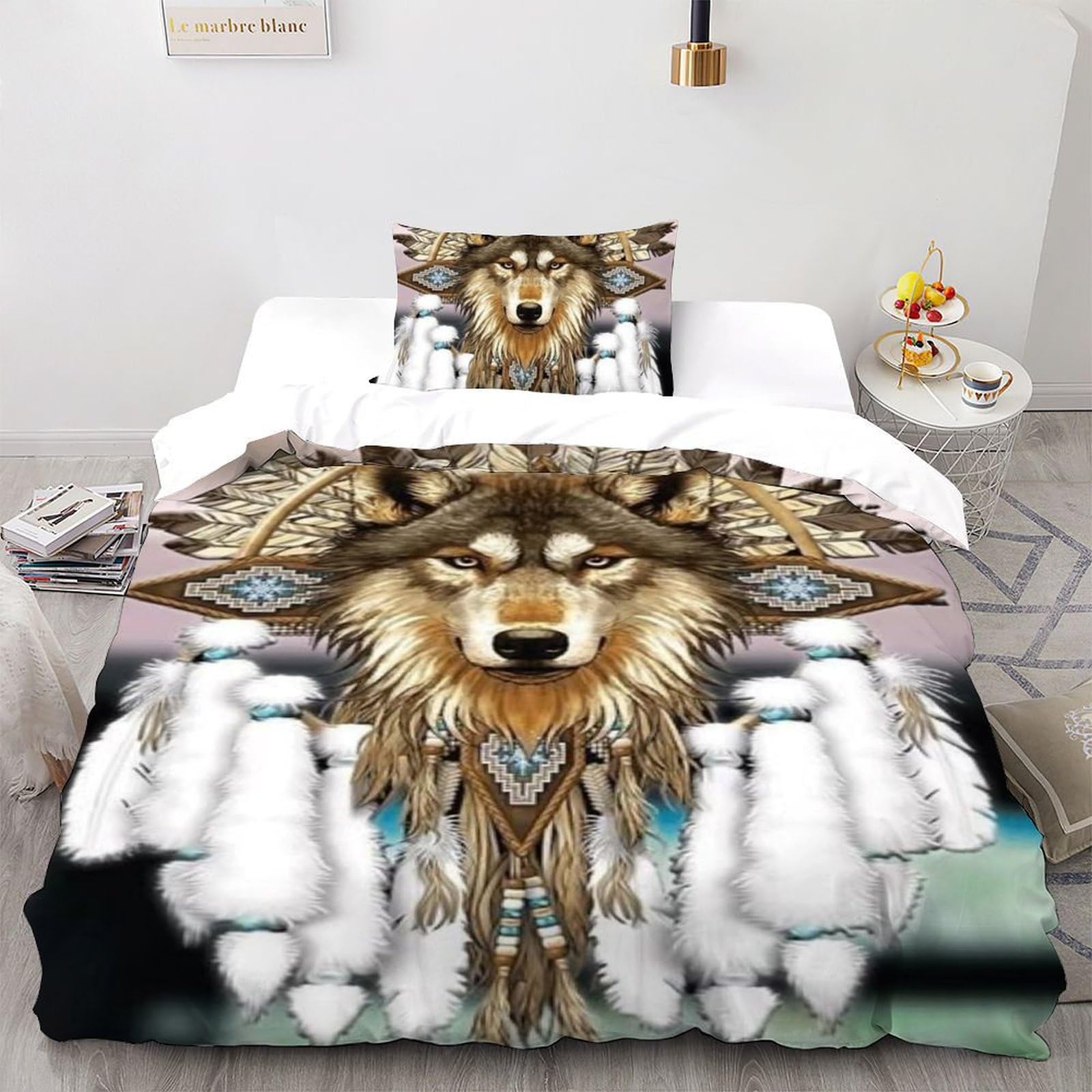 Housse de couette single animaux imprimé 3D en microfibre 135x200cm