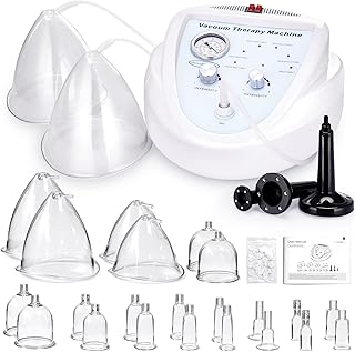 Vacuum Therapy Machine, Vacuum Cupping Scraping Massage Machine Adjustable Suction and 6 Modes Multifunctional Body Massager with 24 Vacuum Cups and 3 Pumps for Salon SPA