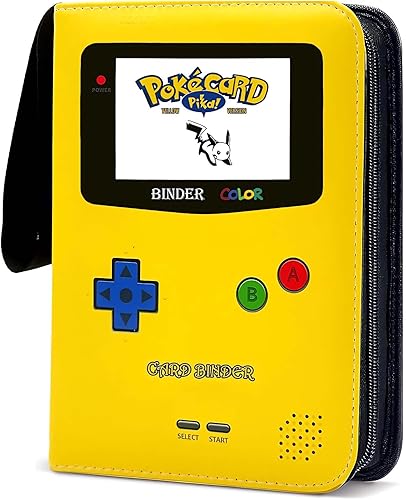 Carpetas de tarjetas para tarjetas Pok, álbum de tarjetas portátil de 4 bolsillos con 50 fundas extraíbles, estuche de almacenamiento con 400