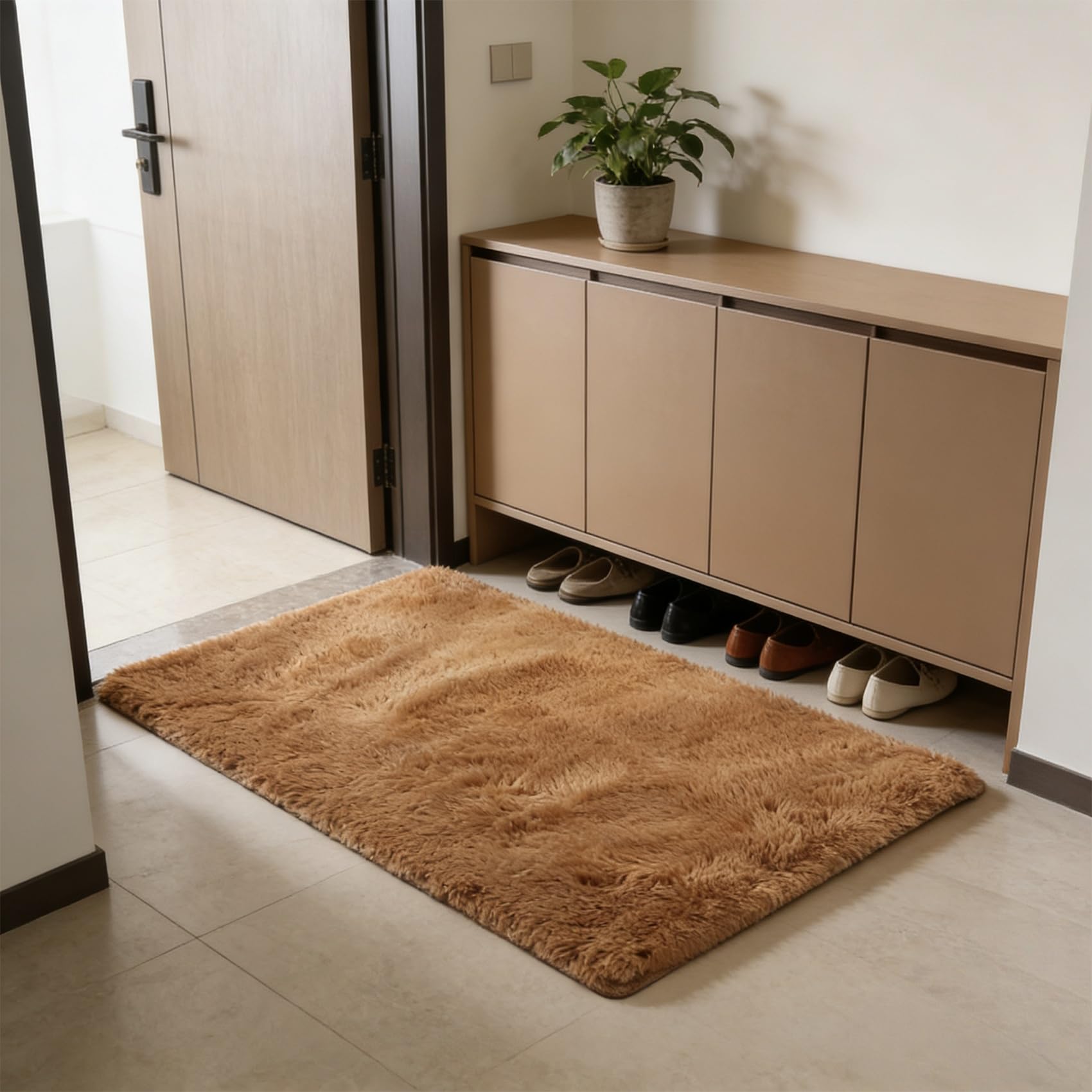 Tapis de salon antidérapant et moelleux 90 x 130 cm facile à entretenir