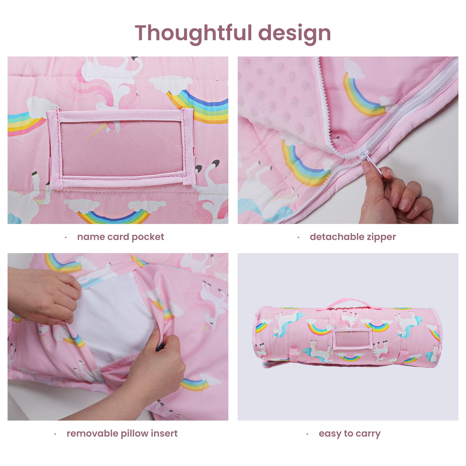 Saco de Dormir para Niños con Almohada y Manta Extra Gruesa Grande 2 en 1, Alfombrilla de Siesta para Niñas y Niños, Bolsa de Dormir Bebés para Preescolar Viajes Camping