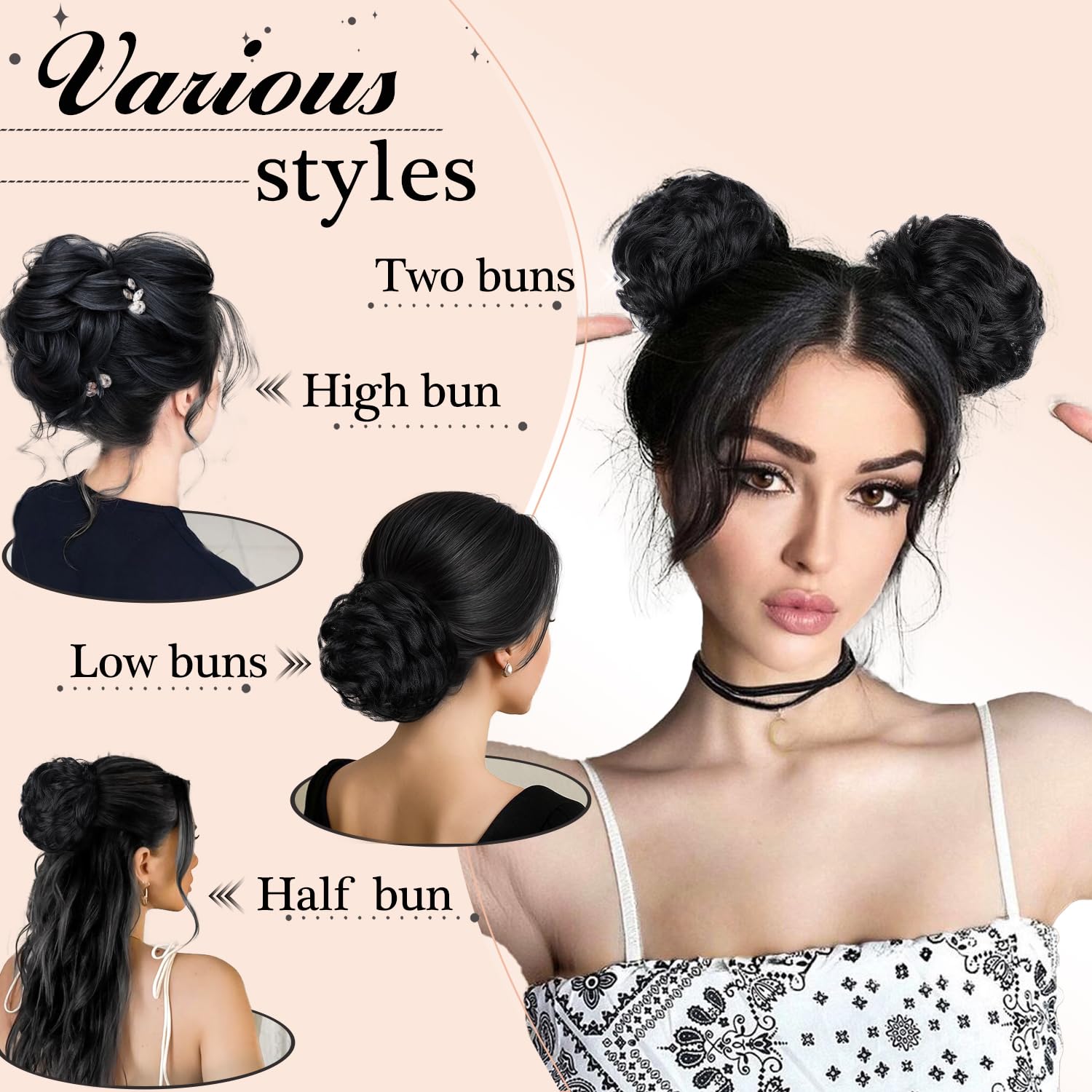 Messy Bun Hair Piece Human Hair Bun Wavy Curly Chignon Messy Hair Bun Extensions Tousled Updo Hair Pieces for Women Claw Clip in Bun Scrunchies for Women - Image 7