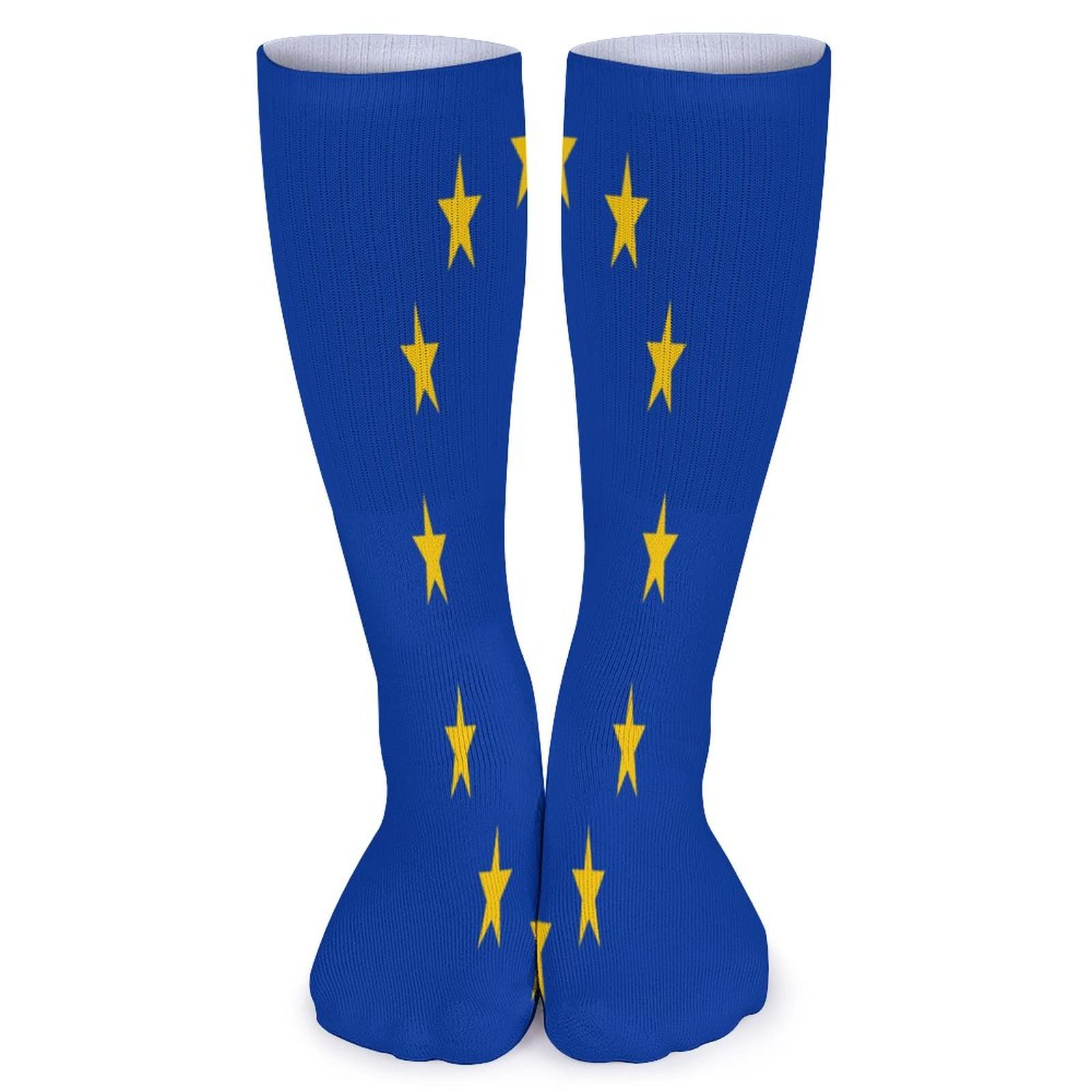 Djngn Unisex As Pic European Union Flag Socks For Women And Men Football Compression Socks Crew Socks Funny Long Socks For Running Athletic