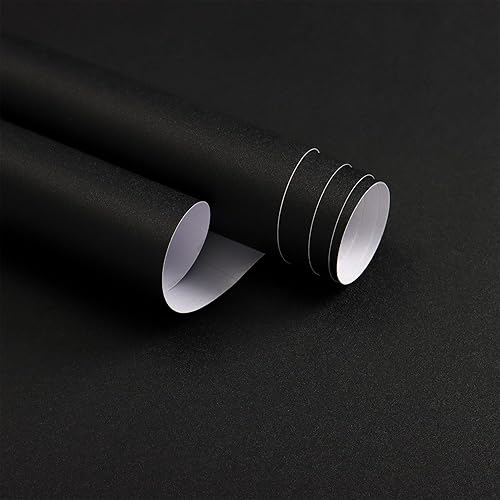 Papel Tapiz Negro Despegar y Pegar 16 pulgadas x 393.7 pulgadas Papel de Contacto Mate Removible Impermeable Negro Papel Tapiz Despegar y Pegar