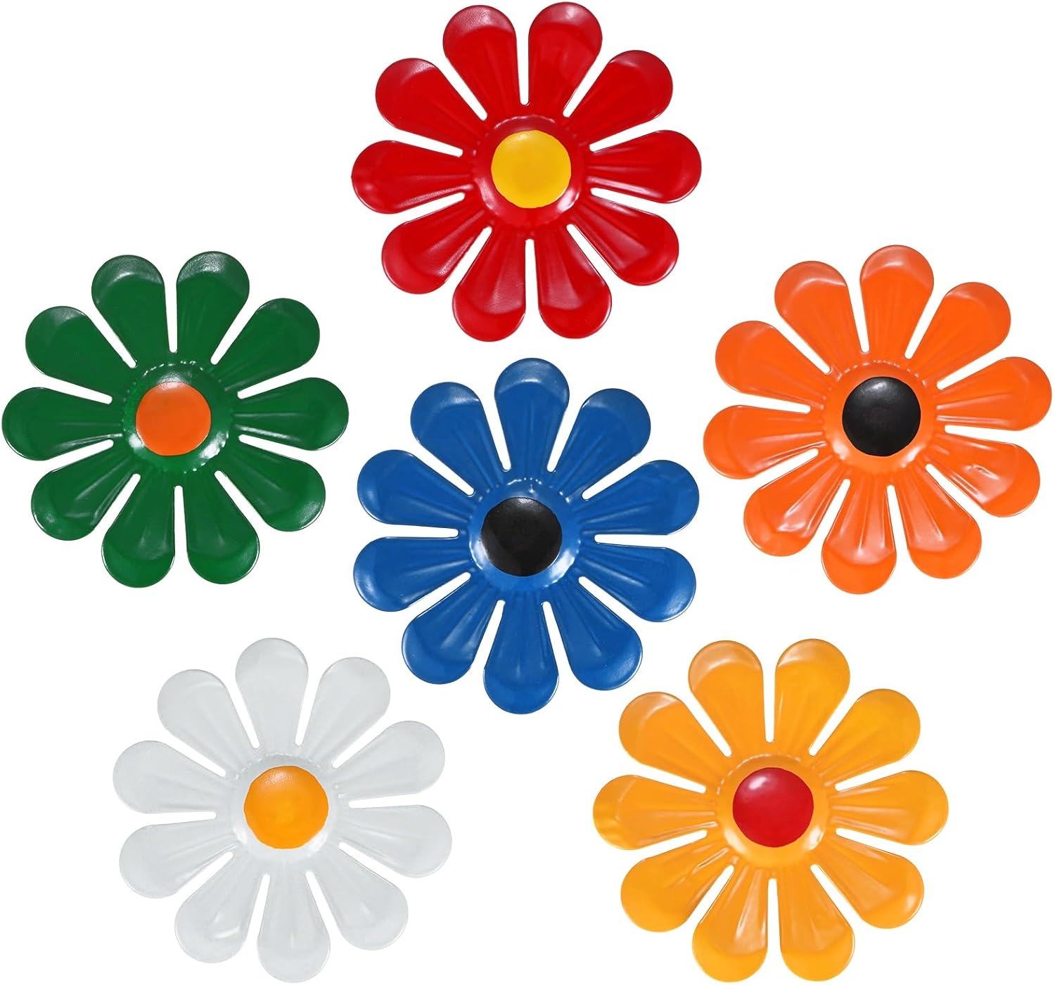 M METERXITY 6-Pack Metal Flowers Wall Decor, Metal Flower Sunflower Ornament Wall Art Hanging Decoration Garden Decor for Outside/Indoor/Patio, Fence Decorations Outdoor [Multicolor]