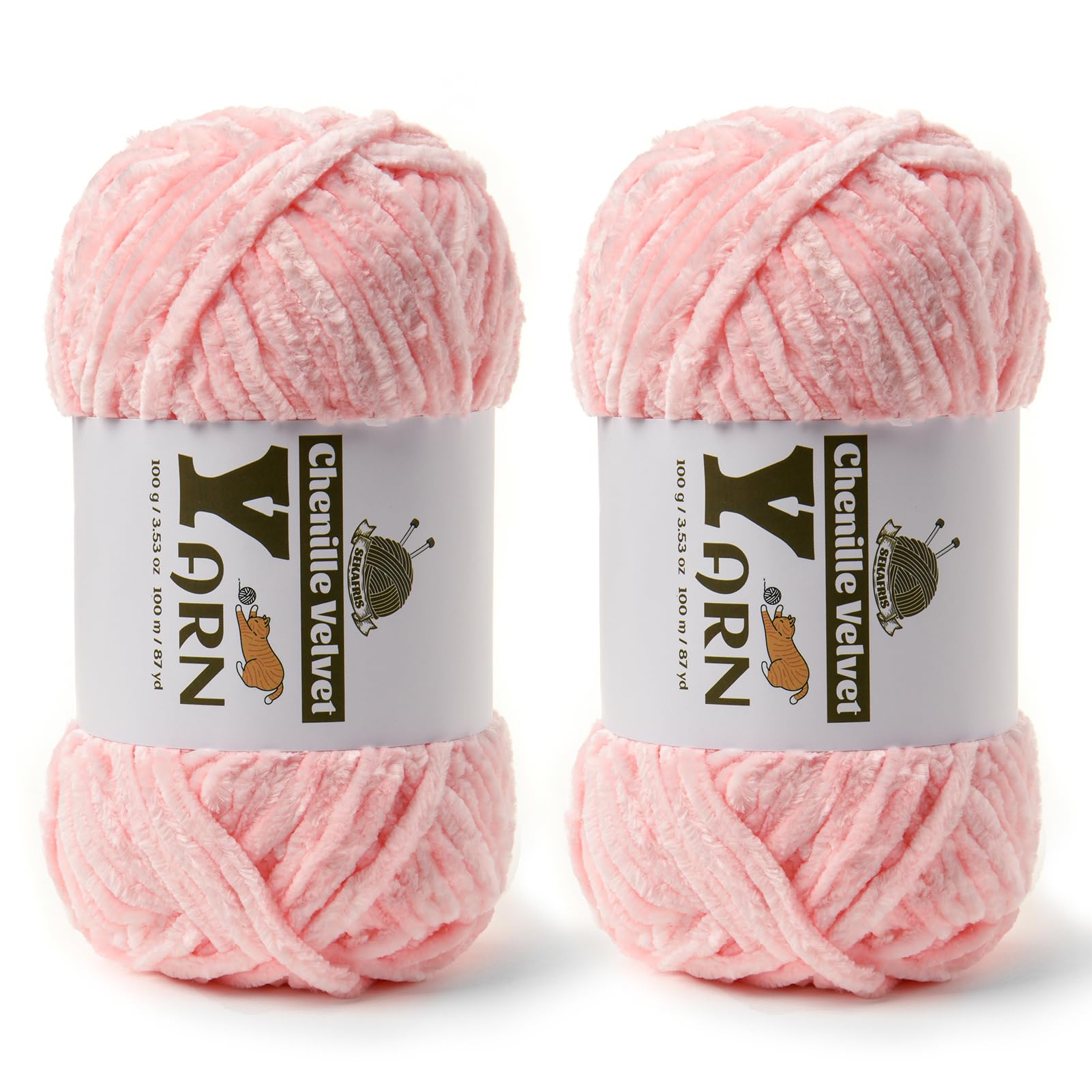 Chenille Crochet Pink Yarn 2 Pack